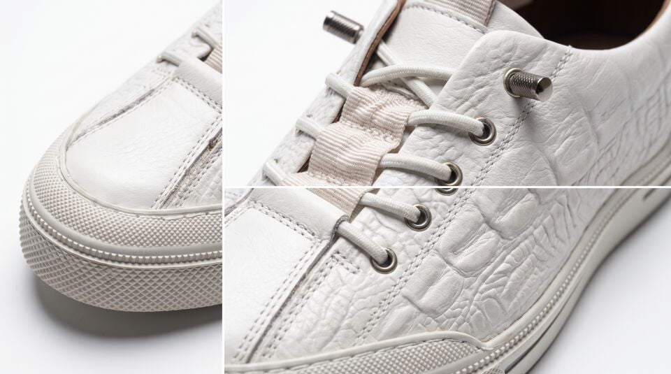 Beyaz Piton Baskı Deri Sneaker – 2510 Model