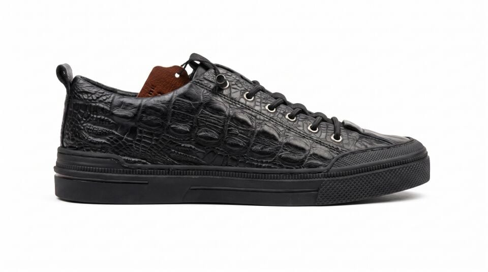 Siyah Piton Baskı Deri Sneaker – 2510 Model