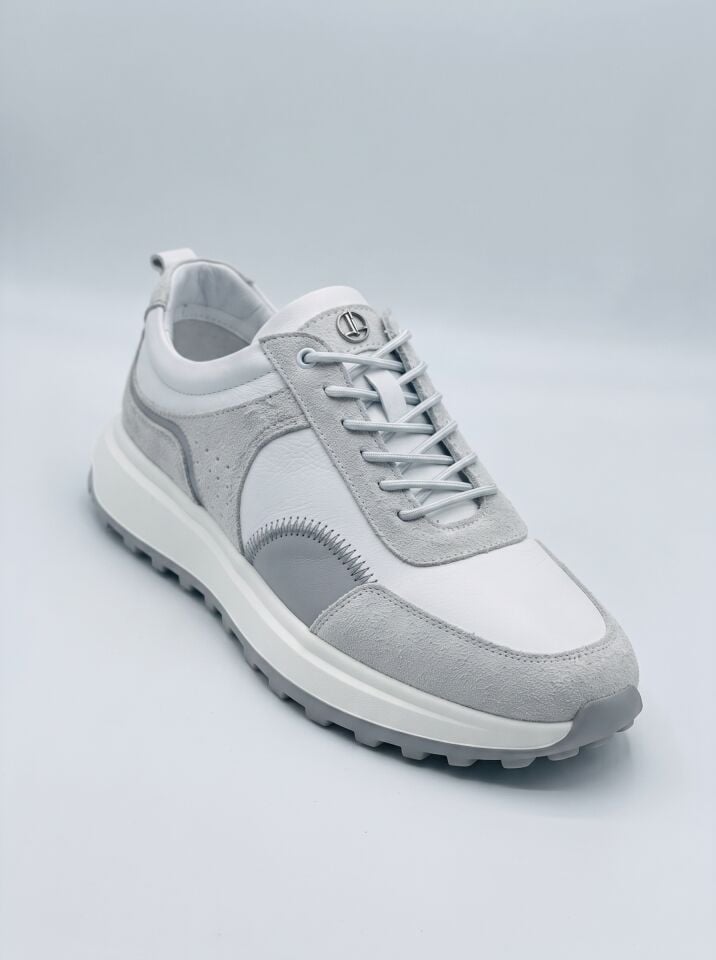 Beyaz Dana Derisi Runner Sneaker – 2502 Model