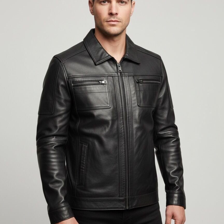 1225 Siyah Erkek Deri Mont