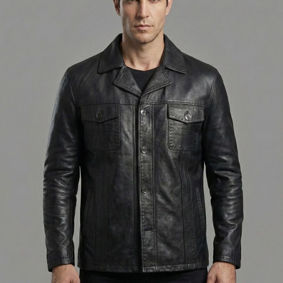 2114 Erkek Siyah Deri Ceket