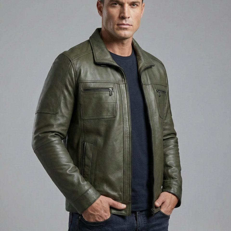 1225 Erkek Deri Mont