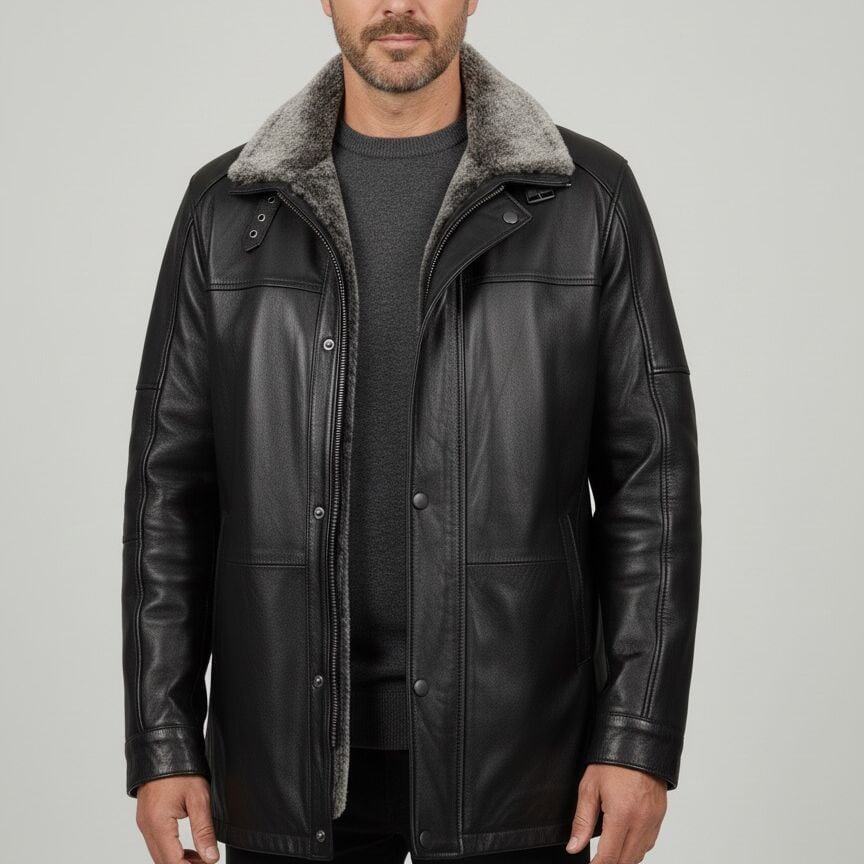 Adorian Siyah Erkek Deri Kaban