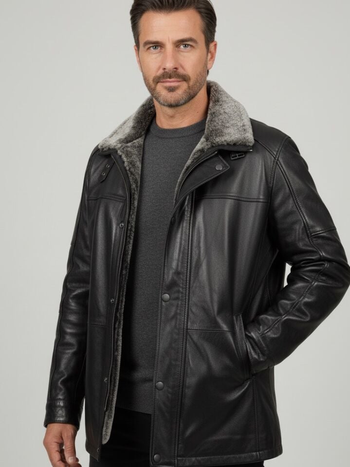 Adorian Siyah Erkek Deri Kaban