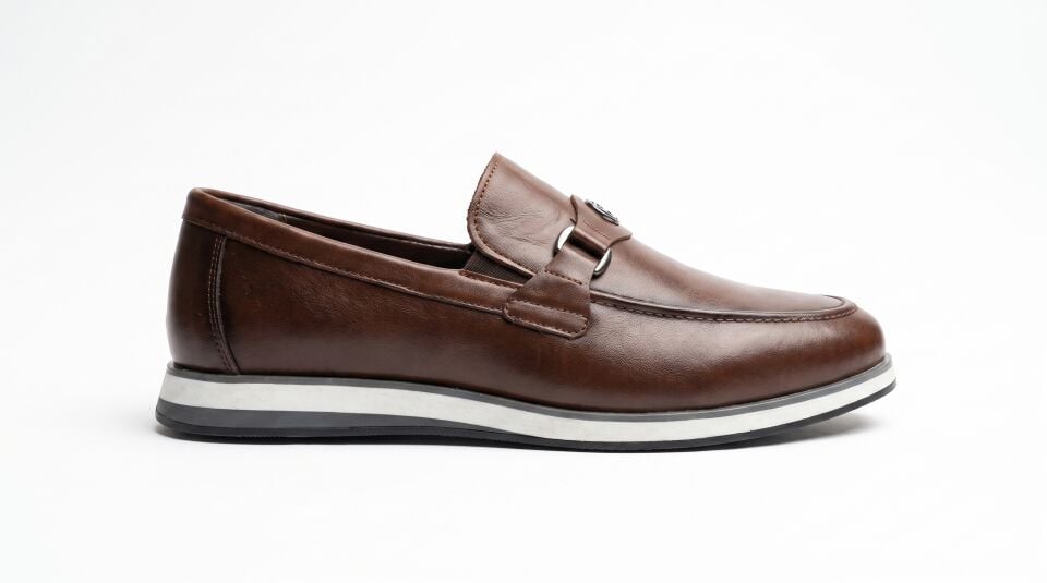 Erkek Deri Loafer – Kahverengi Tokalı Dana Derisi