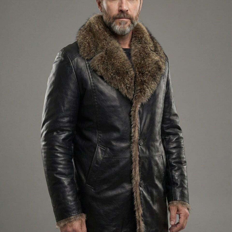 Halil Erkek Deri Rakun Napa Ceket