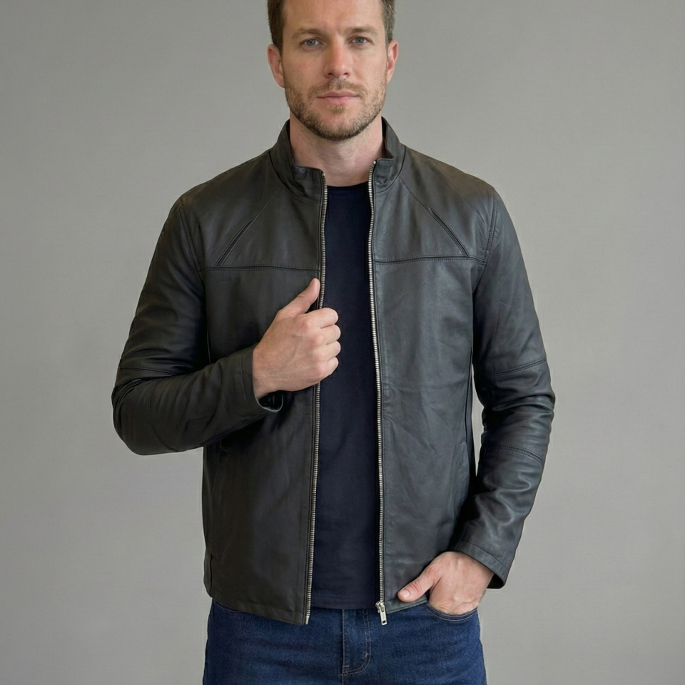 Alfred Siyah Erkek Deri Mont