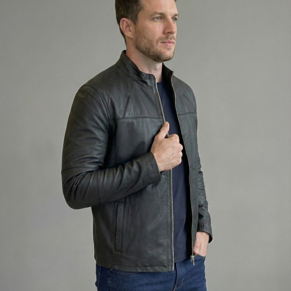 Alfred Siyah Erkek Deri Mont