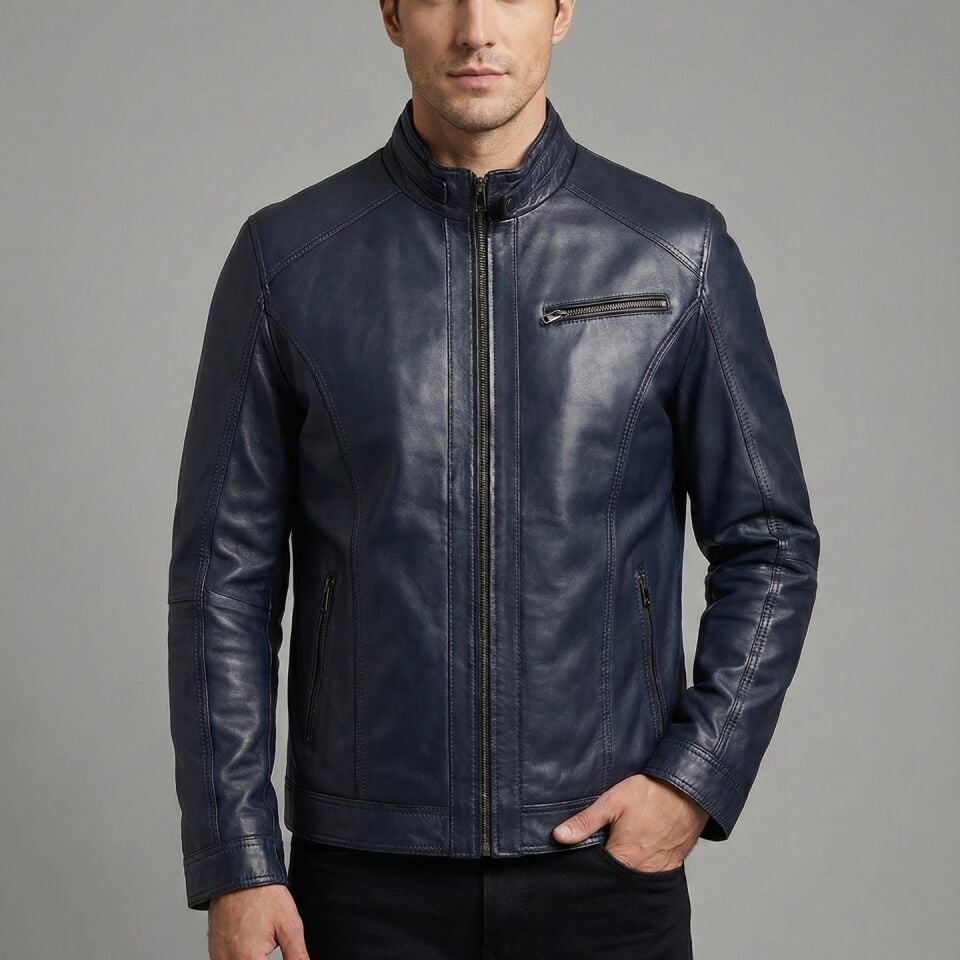 Marcus Lacivert Erkek Deri Mont