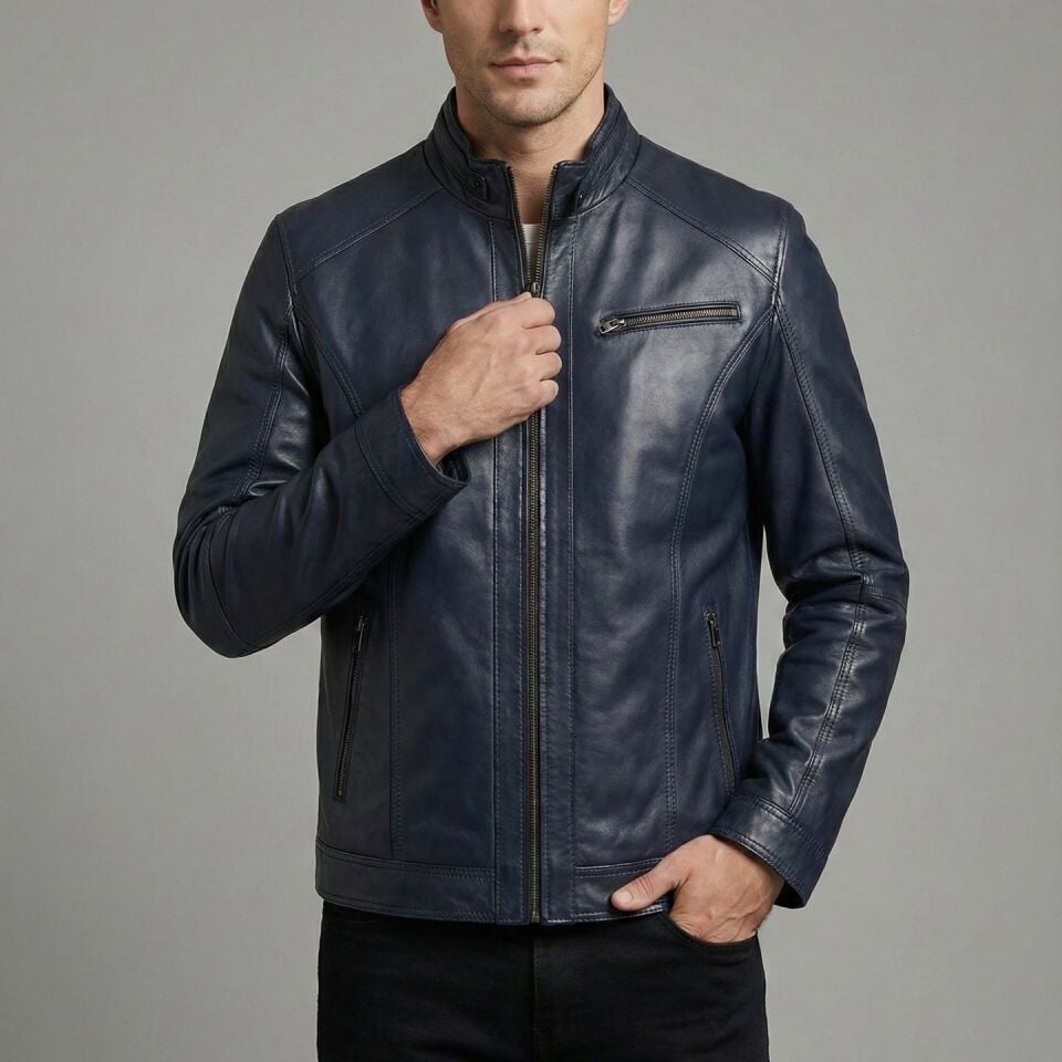 Marcus Lacivert Erkek Deri Mont