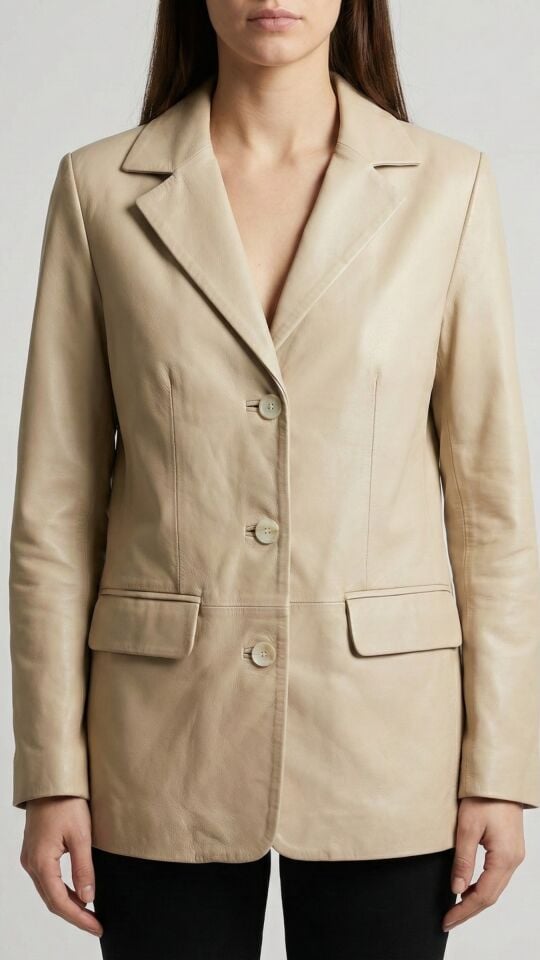 Dalia Krem Bayan Deri Ceket