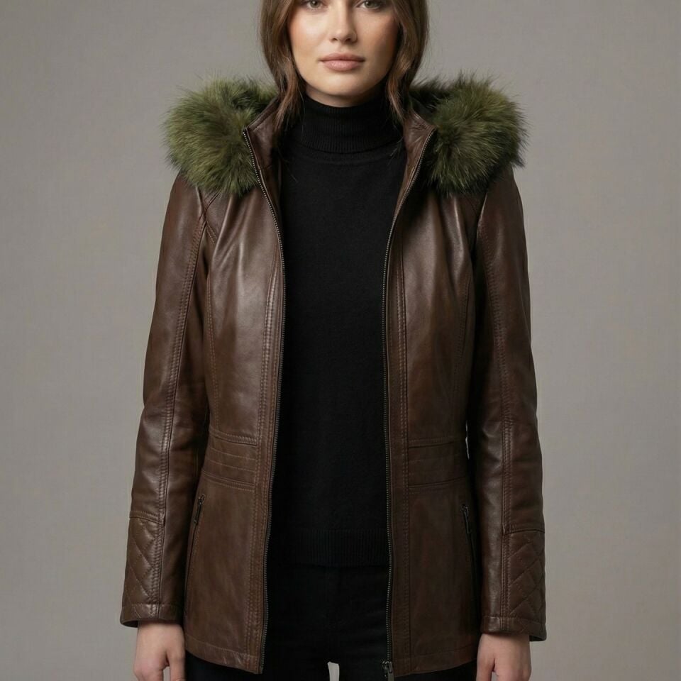 Terra Fındık Bayan Deri Mont