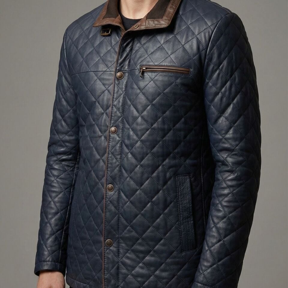 Aston Lacivert Erkek Deri Kaban