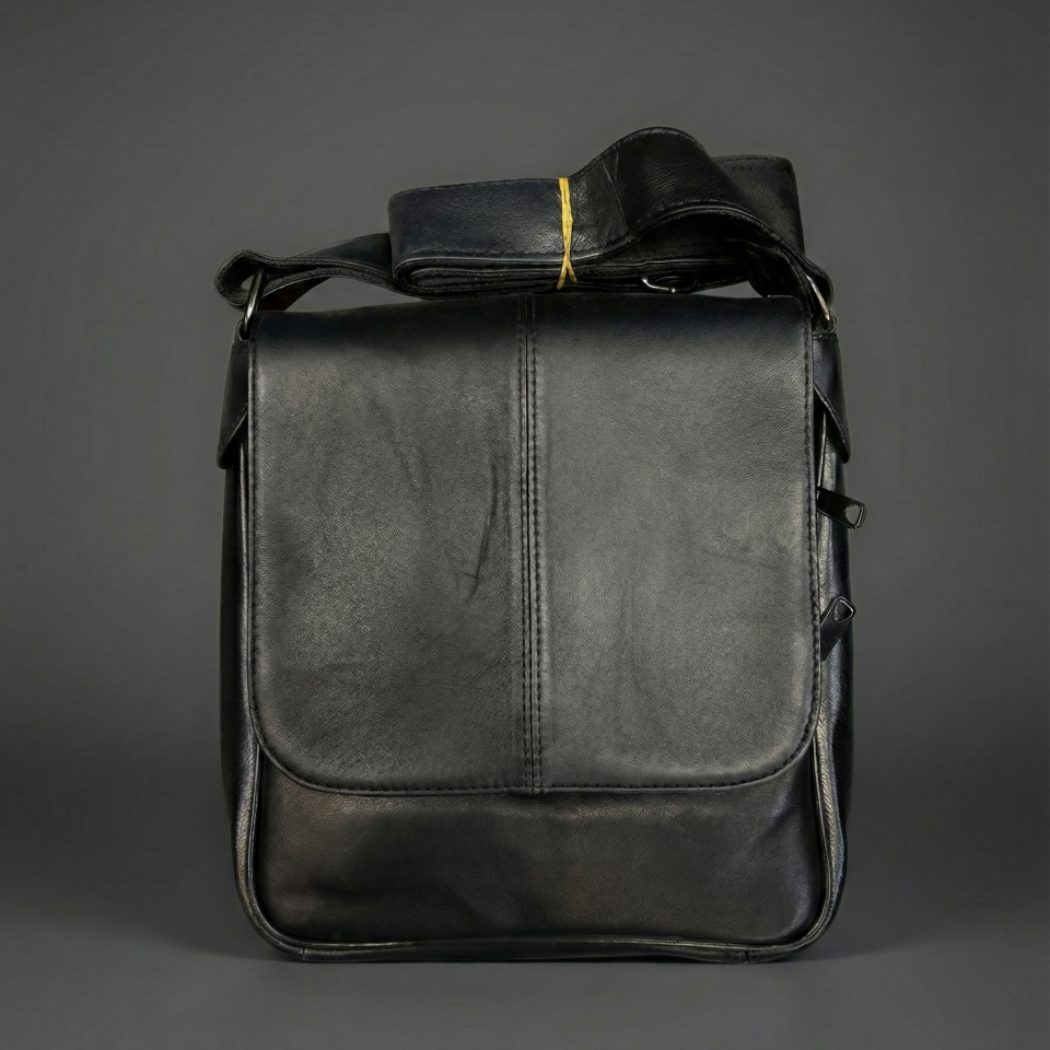 Postacı Siyah Deri Çanta