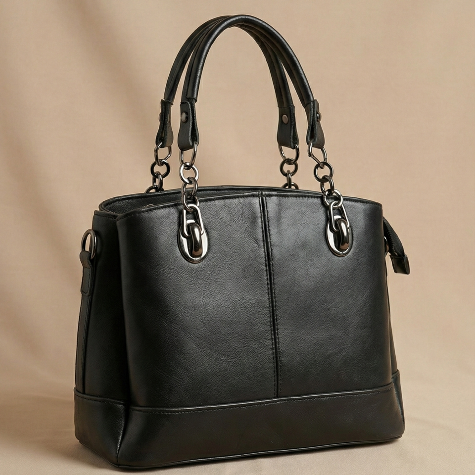 Kelebek Siyah Bayan Deri Çanta