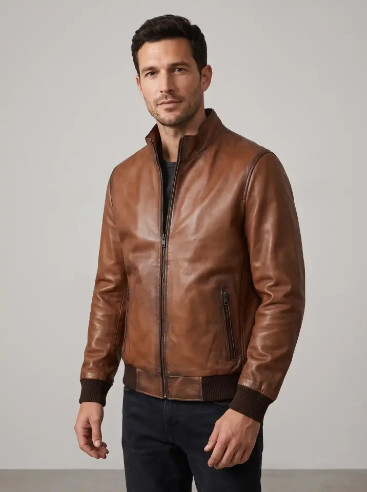 Kolej Erkek Deri Mont – Slim Fit Kuzu Derisi
