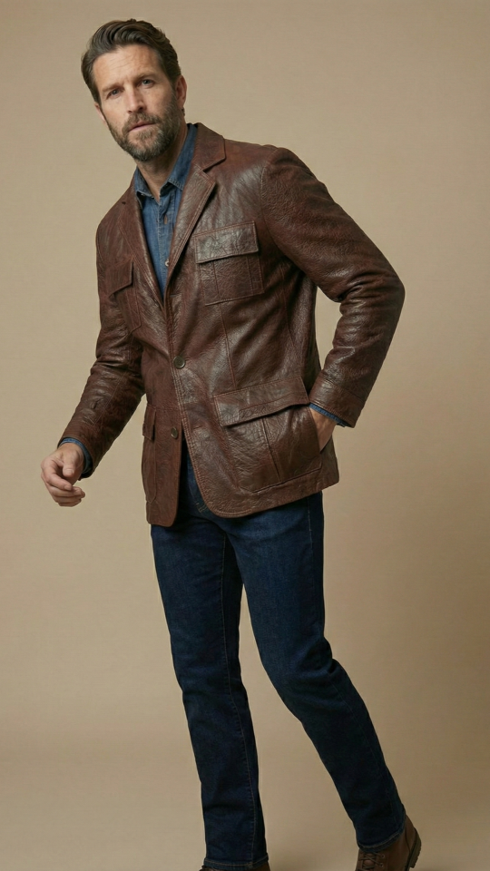 Ragner Jumbo Fındık Erkek Deri Ceket