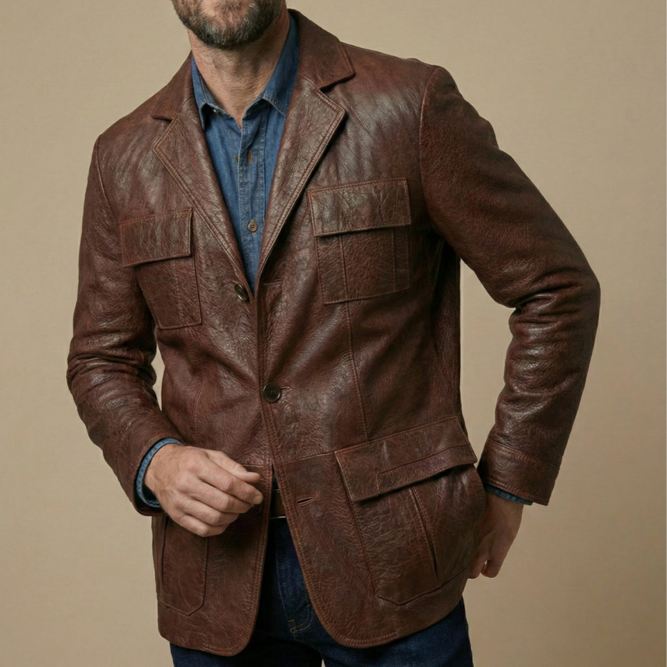 Ragner Jumbo Fındık Erkek Deri Ceket