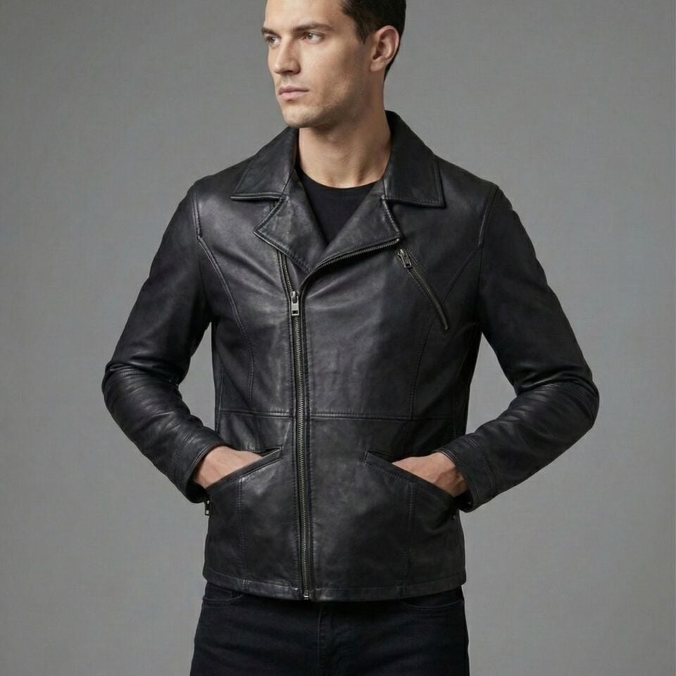 Kuzey Siyah Erkek Deri Mont