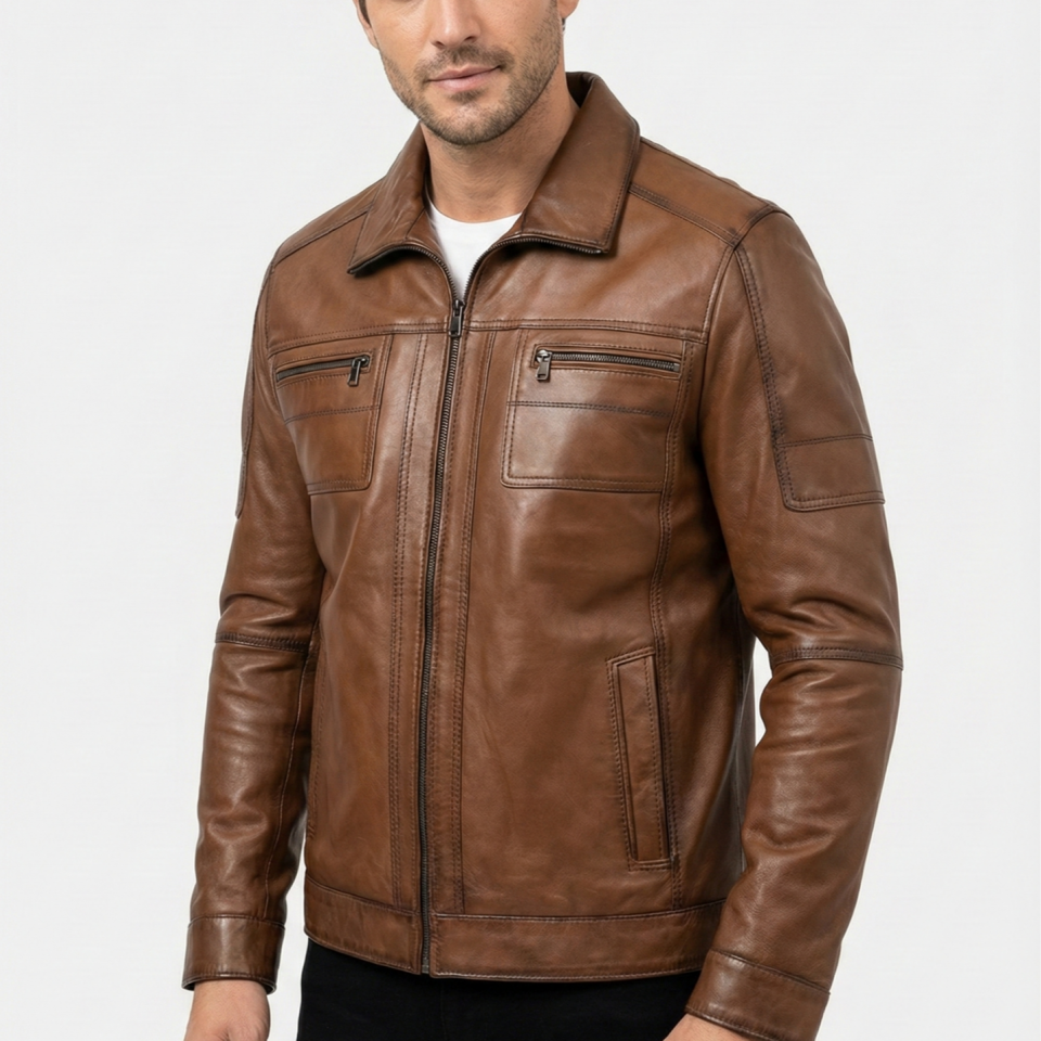 1225 Taba Erkek Deri Mont