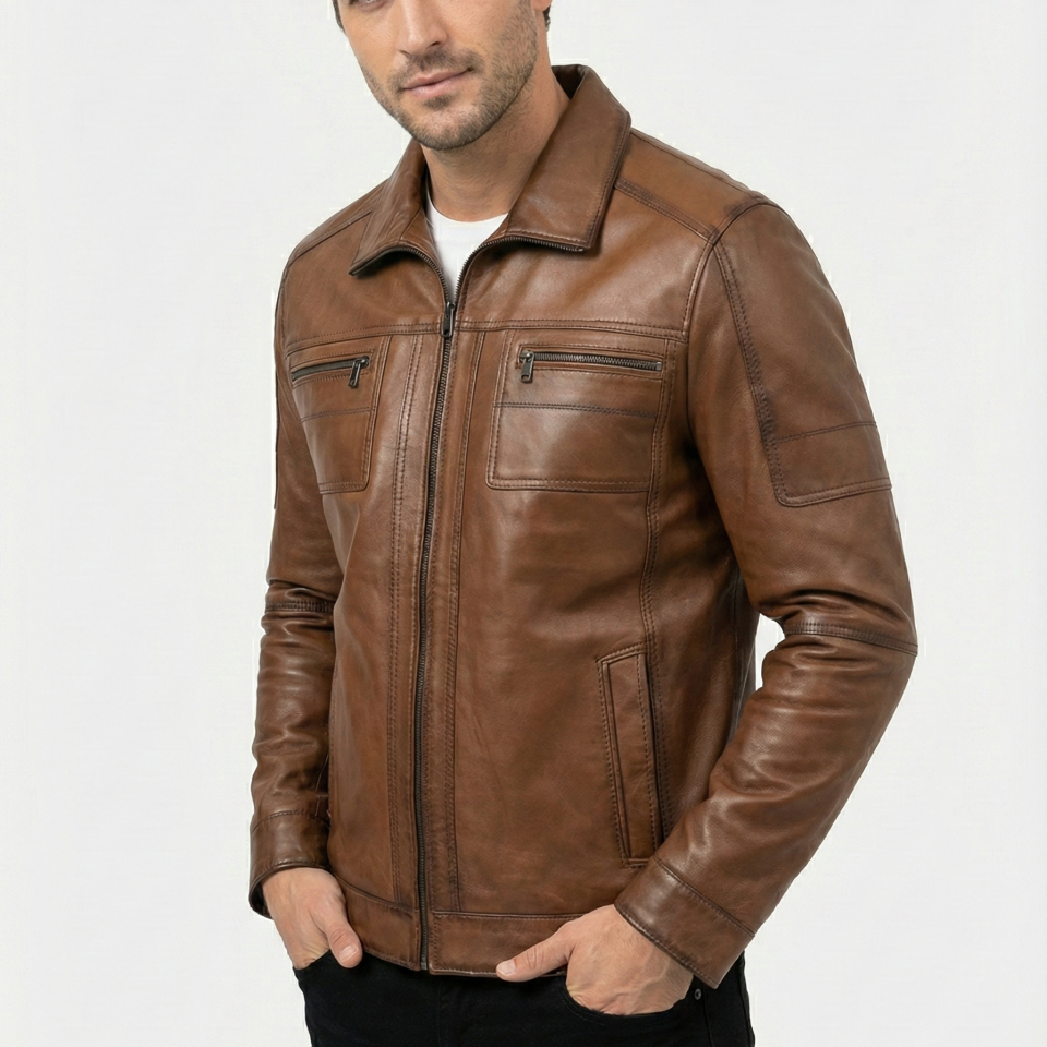 1225 Taba Erkek Deri Mont