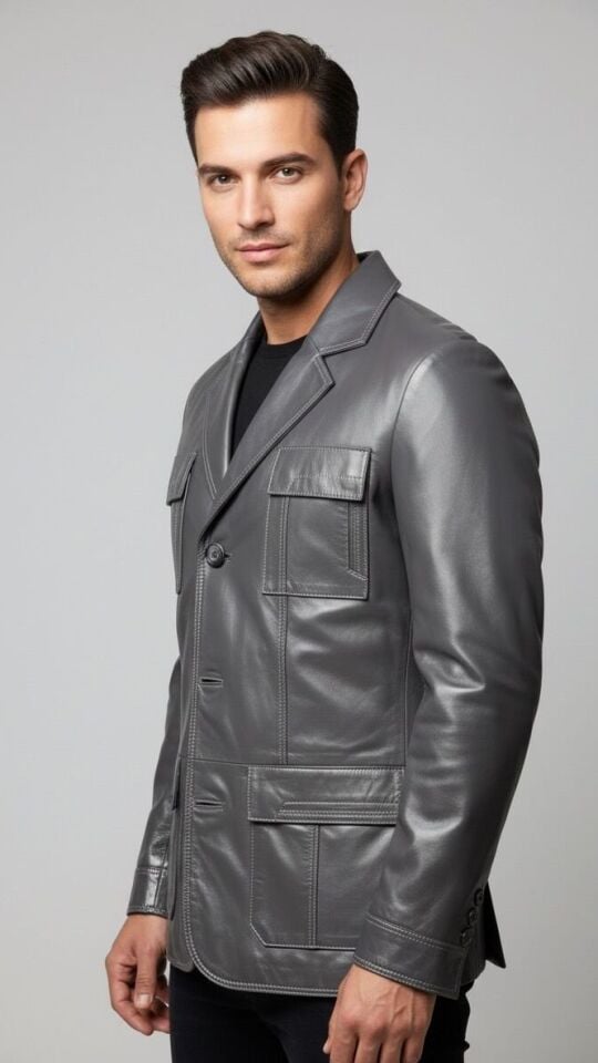 Ranger Gri Erkek Deri Ceket