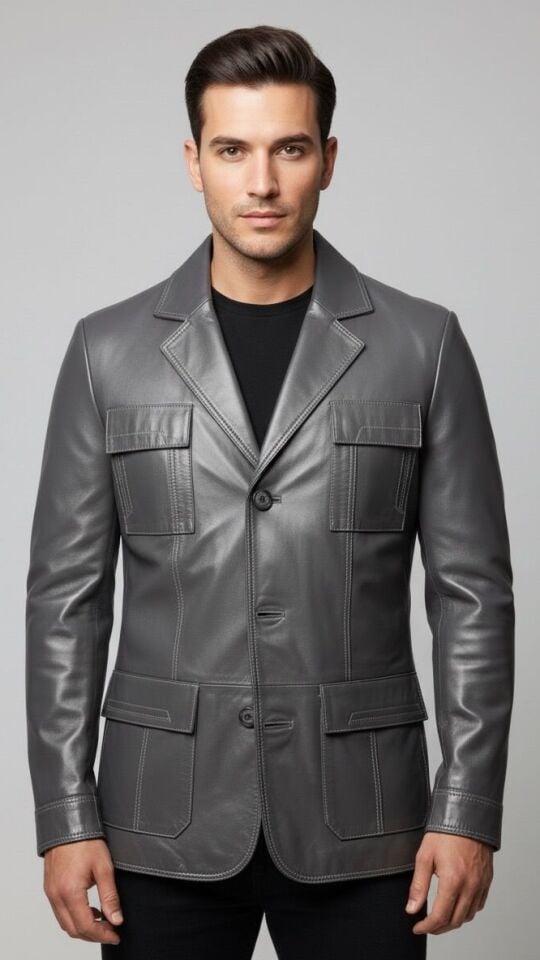 Ranger Gri Erkek Deri Ceket