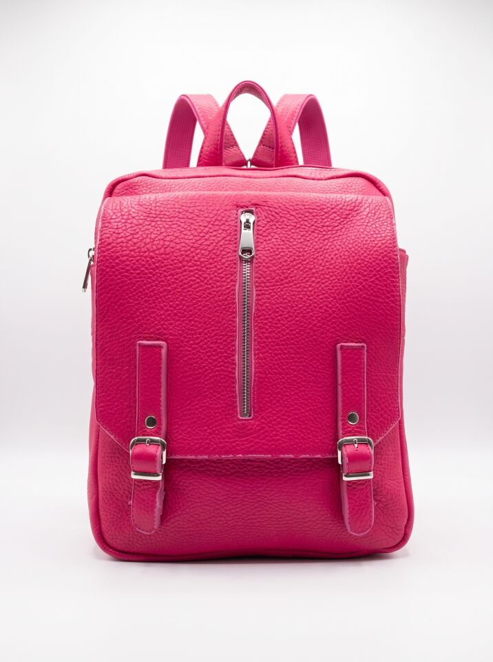Fuşya Deri Sırt Çantası SDG_83 | Dana Derisi Kadın Backpack