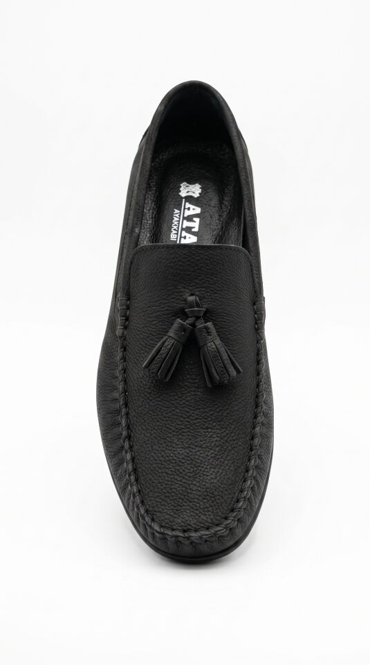 Rok Püsküllü Siyah Loafer — Dana Derisi Erkek Makosen