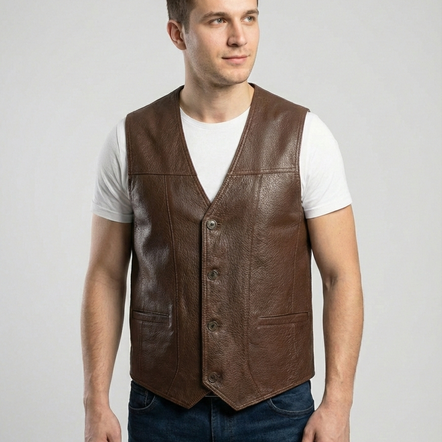 Ata Jumbo Fındık Erkek Deri Yelek