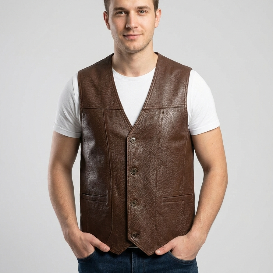 Ata Jumbo Fındık Erkek Deri Yelek