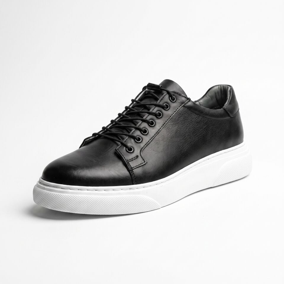 Siyah Deri Sneaker Erkek 4021