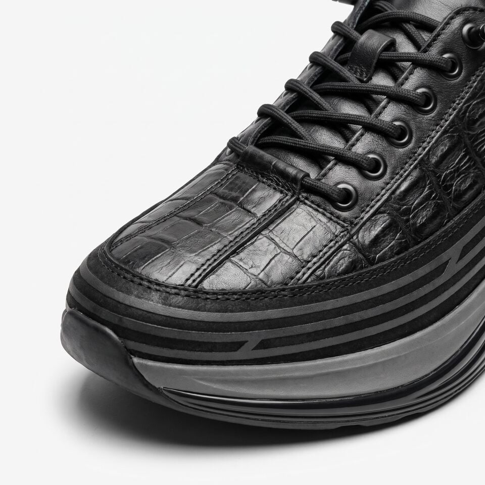 Kroko Deri Sneaker Erkek Siyah 2402