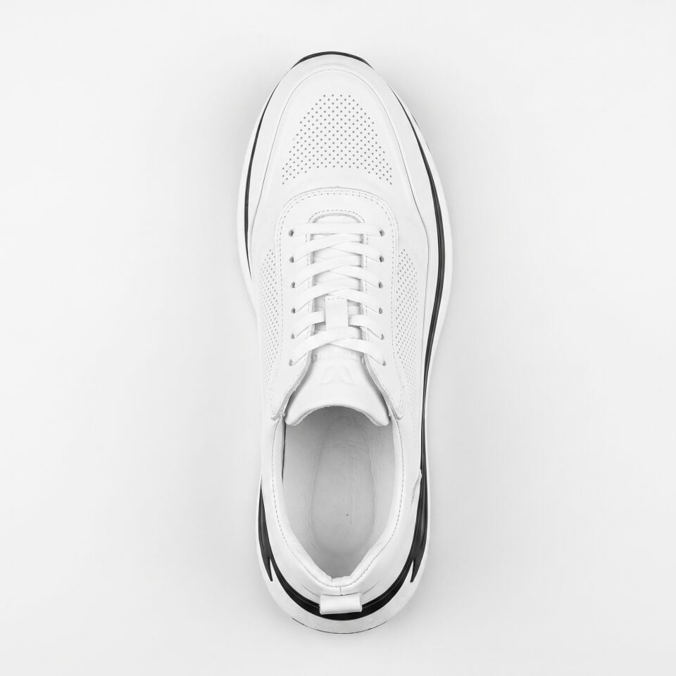 2505 Beyaz | Beyaz Dana Derisi Runner Sneaker
