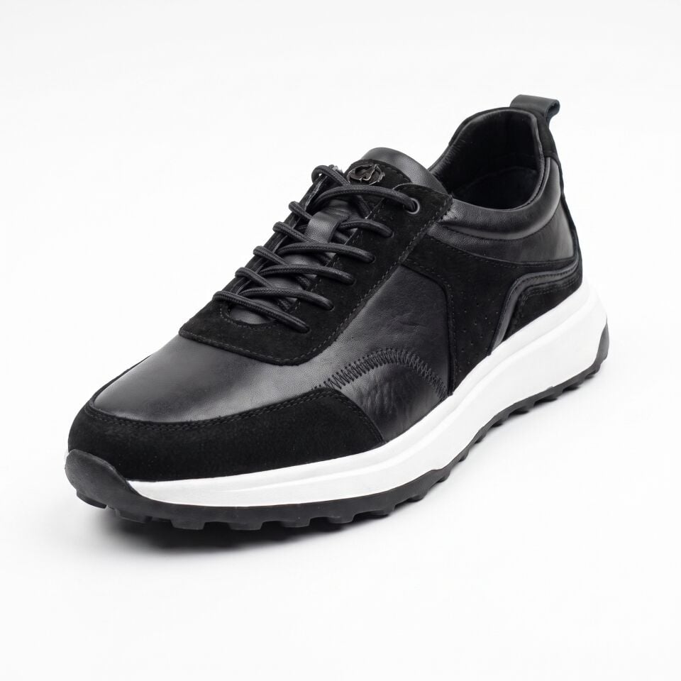 2502 Siyah Deri Sneaker | Dana Derisi Erkek Spor Ayakkabı