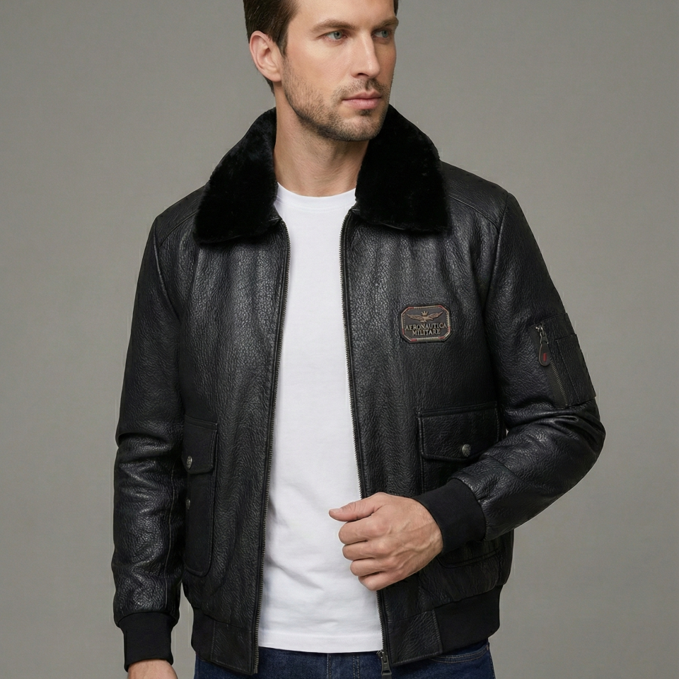 Falcon Siyah Erkek Deri Mont