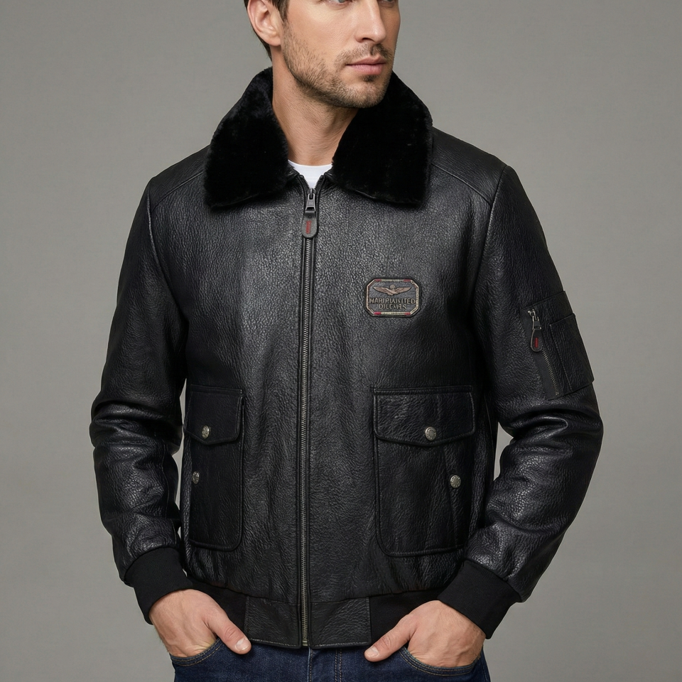 Falcon Siyah Erkek Deri Mont