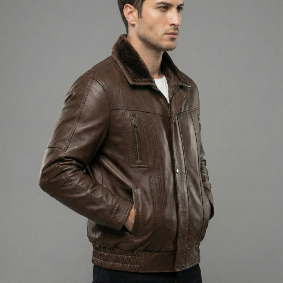 Rennie Kahverengi Erkek Deri Mont