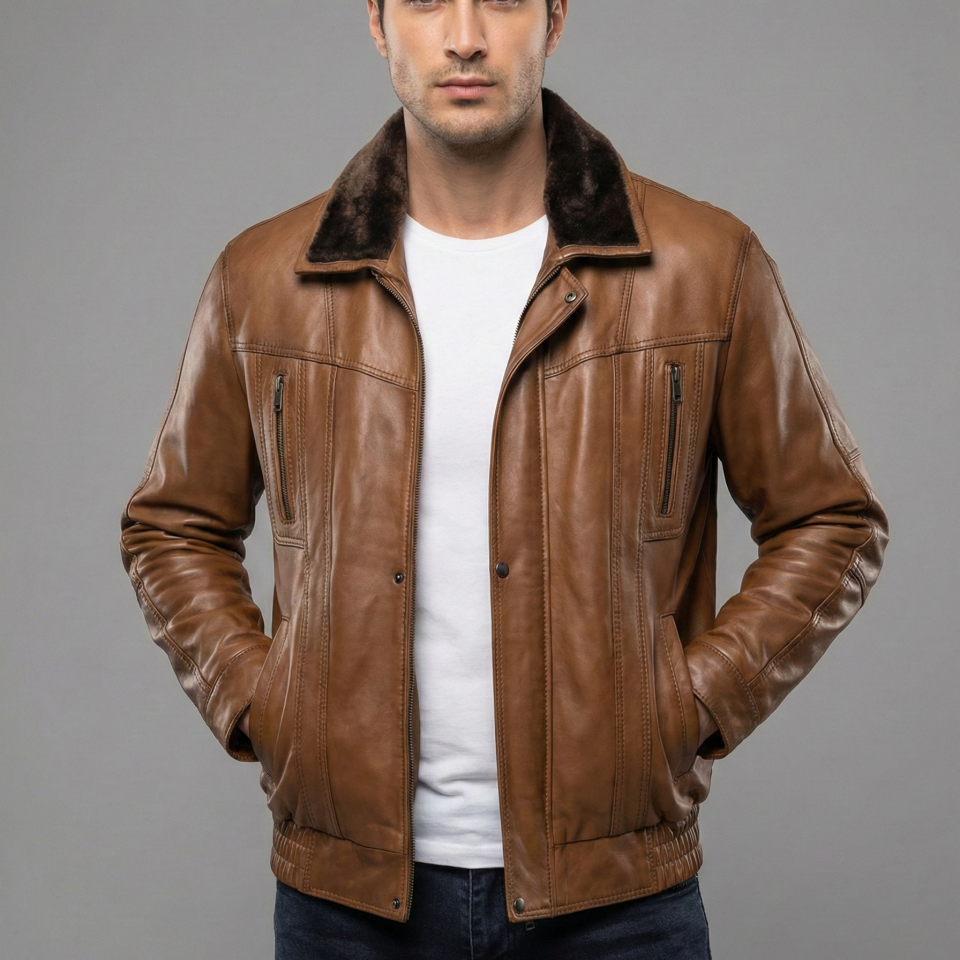 Rennie Taba Erkek Deri Mont