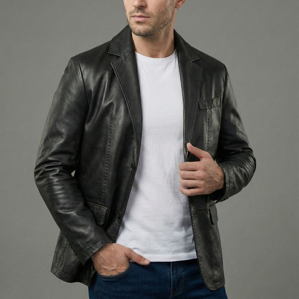 Vito Siyah Erkek Deri Ceket