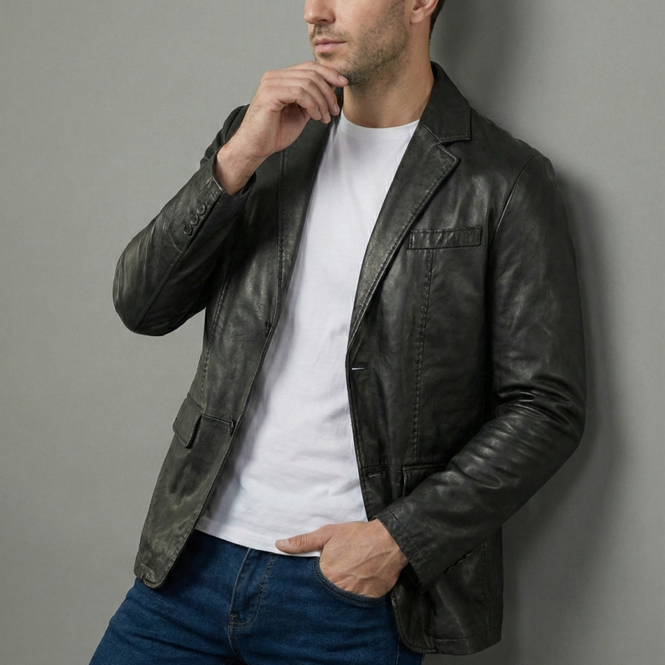 Vito Siyah Erkek Deri Ceket