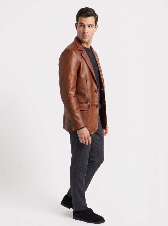 Vito Taba – Erkek Kuzu Derisi Deri Ceket Blazer