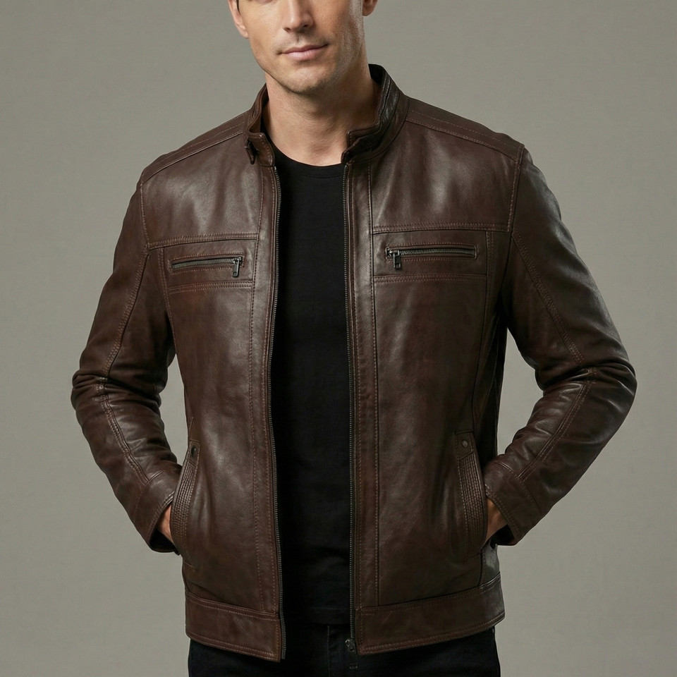 2145 Kahverengi Erkek Deri Mont