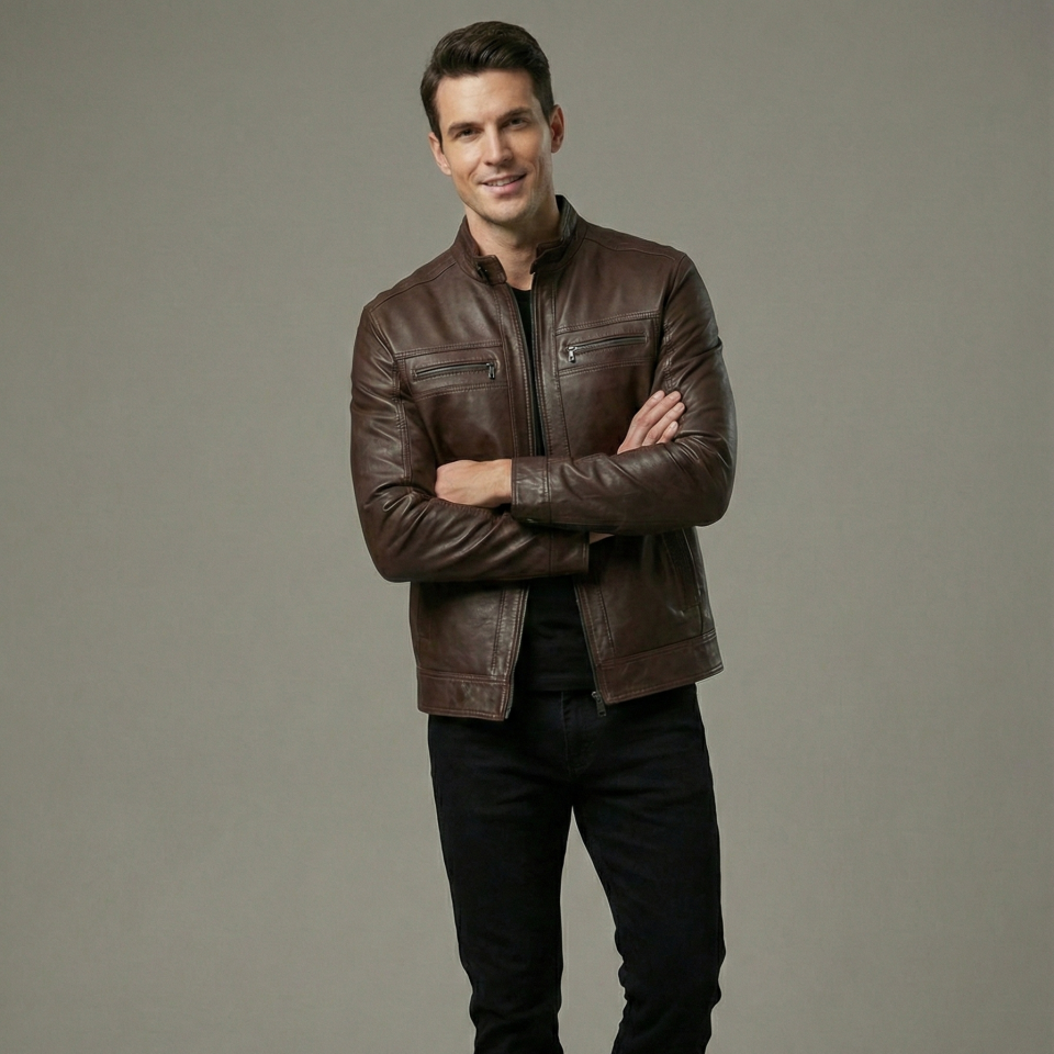 2145 Kahverengi Erkek Deri Mont