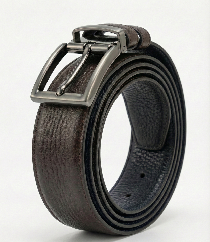 Çift Taraflı Siyah/Kahve Erkek Deri Kemer