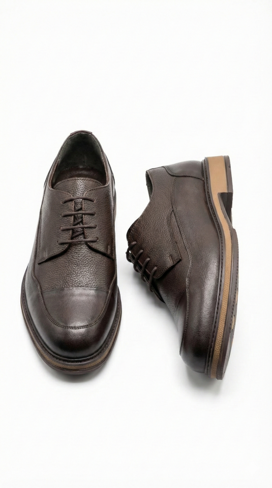 Bitter Kahve Dokulu Deri Erkek Ayakkabı