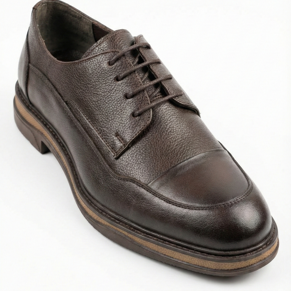 Bitter Kahve Dokulu Deri Erkek Ayakkabı