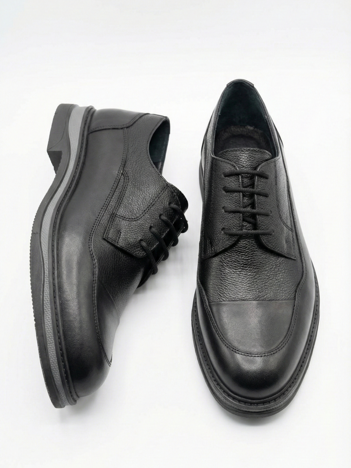 Siyah Dokulu Deri Erkek Ayakkabı