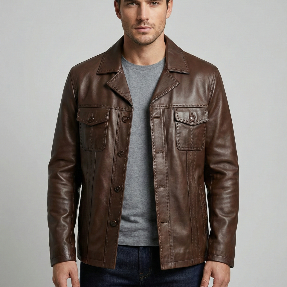 2114 Fındık Erkek Deri Ceket