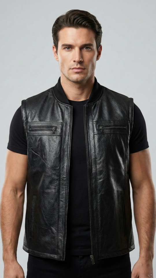 Dicano Jumbo Siyah Erkek Deri Yelek